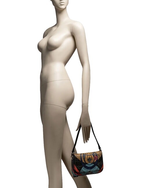PLANETARIUM Minibolso de hombro con correa para el hombro. planeta.impresi&oacute;n negra - Bolsos Mujer
