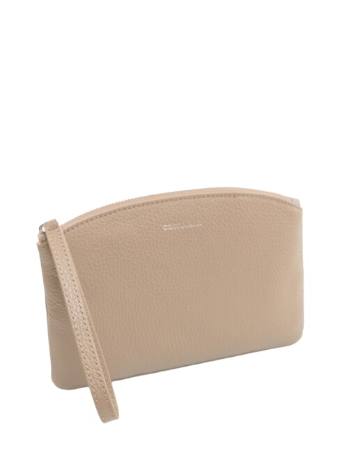 ROUNDED ENVELOPE Bolso de mano de cuero topo c&aacute;lido - Bolsos Mujer