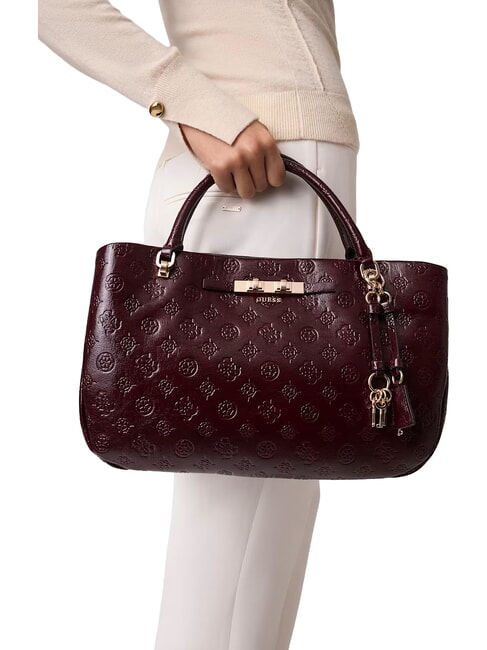 CARMELLA Bolso de mano con correa para el hombro. logotipo burdeos - Bolsos Mujer