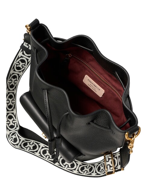 BEAT GENETRATION RIBBON Bolso cubo de cuero negro - Bolsos Mujer