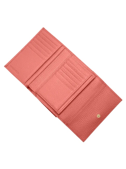 METALLIC SOFT Cartera plegable de piel martillada arcilla rosa - Carteras Mujer