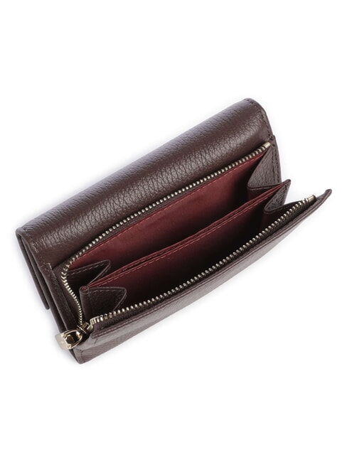 METALLIC SOFT Cartera plegable de piel martillada morena - Carteras Mujer