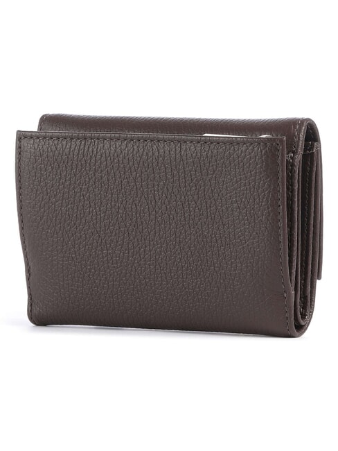 METALLIC SOFT Cartera plegable de piel martillada morena - Carteras Mujer