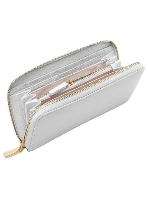METALLIC SOFT Cartera de piel texturizada con cremallera nieve - Carteras Mujer