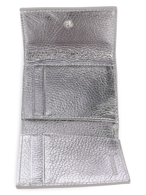 METALLIC SOFT Cartera de piel granulada acero - Carteras Mujer