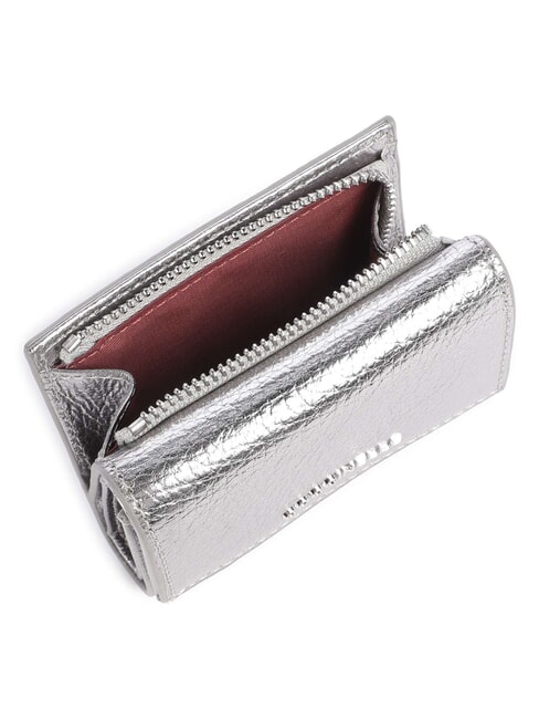 METALLIC SOFT Cartera de piel granulada acero - Carteras Mujer