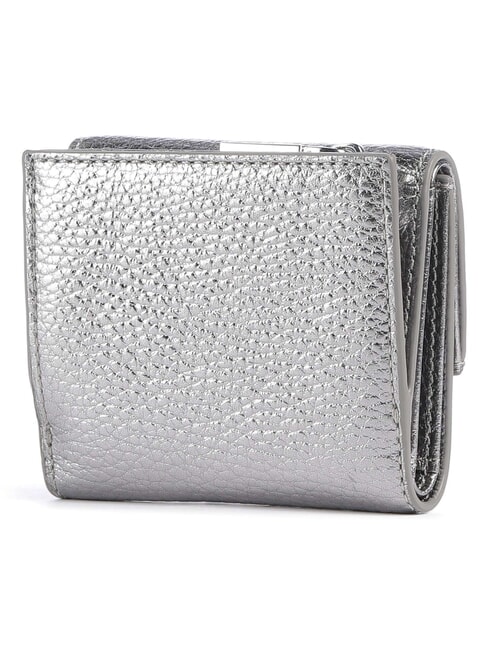 METALLIC SOFT Cartera de piel granulada acero - Carteras Mujer