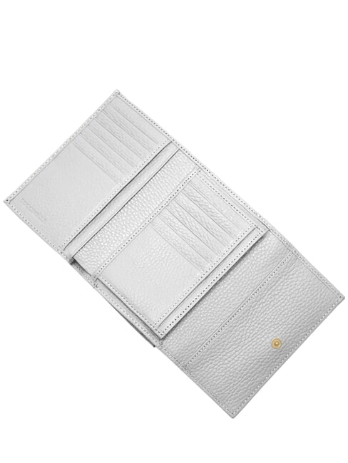 METALLIC SOFT Cartera plegable de piel martillada nieve - Carteras Mujer