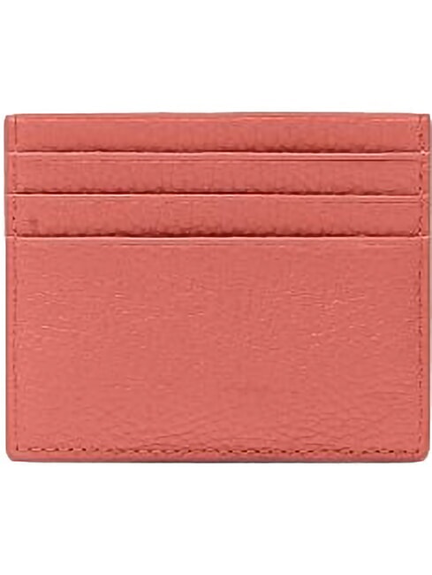 METALLIC SOFT  Tarjetero plano de piel arcilla rosa - Carteras Mujer