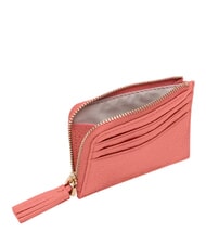 COCCINELLE TASSEL Tarjetero con cremallera en piel martillada arcilla rosa - Carteras Mujer - 2