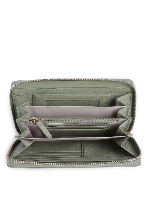 METALLIC SOFT Cartera de piel texturizada con cremallera verdor - Carteras Mujer