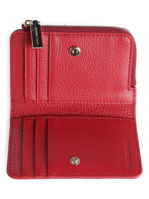 METALLIC SOFT Tarjetero de piel rub&iacute; - Carteras Mujer