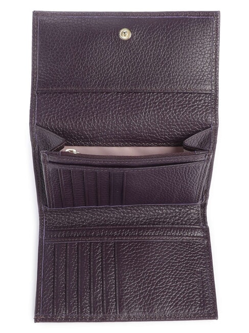 METALLIC SOFT Cartera plegable de piel martillada ciruelas - Carteras Mujer