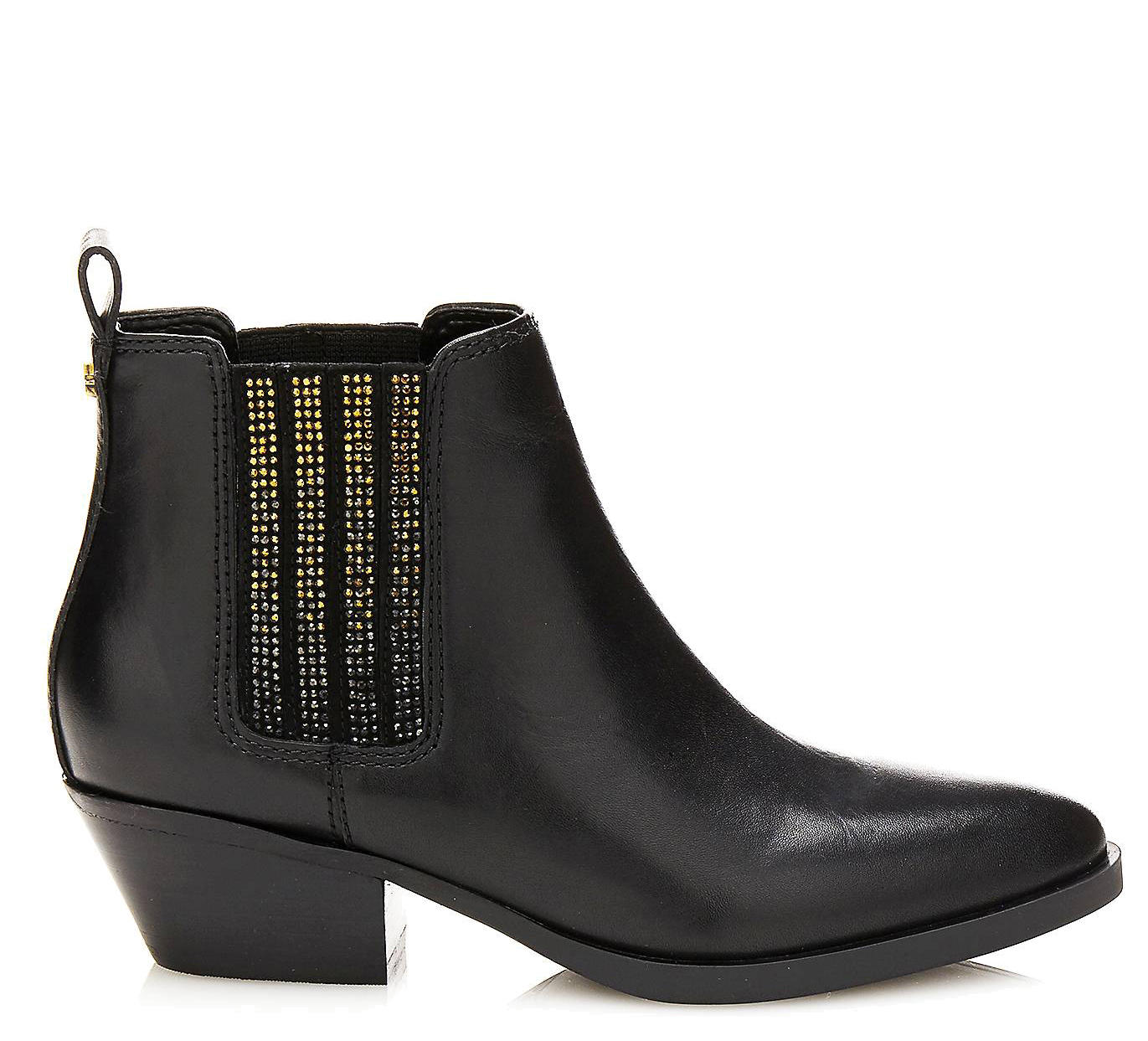 Guess Botines Texan Verla, En Cuero Negro - ¡Compra A Precios De Outlet!